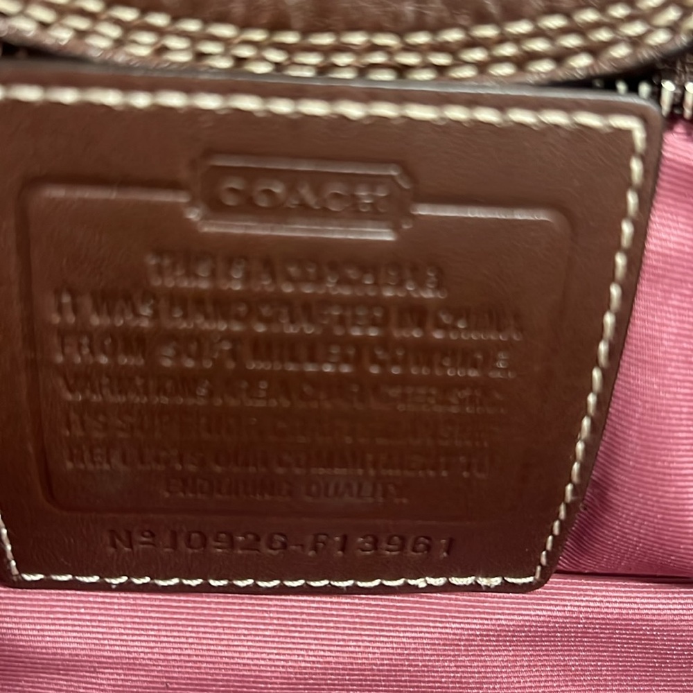 Elegant Brown Leather Handbag Genuine Coach. Excellent   Never used - Picture 5 of 5